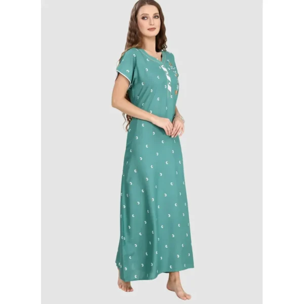 Buy 100% Rayon Button Up Neckline Long Nighty