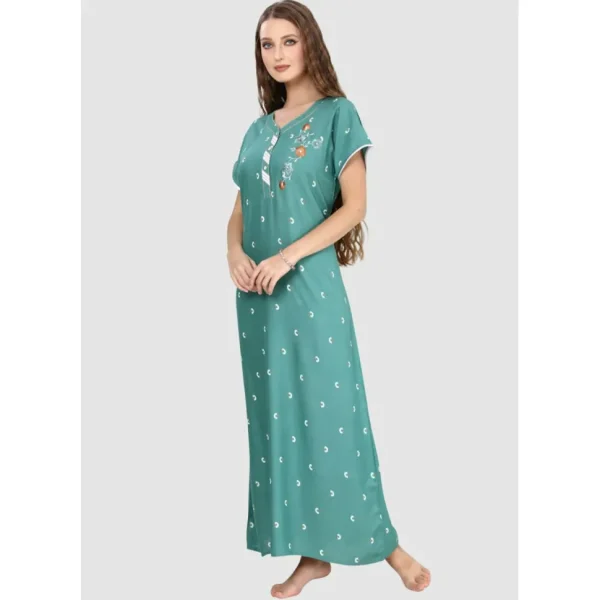 Buy 100% Rayon Button Up Neckline Long Nighty