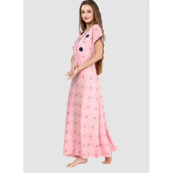 Buy 100% Rayon Button Up Neckline Long Nighty