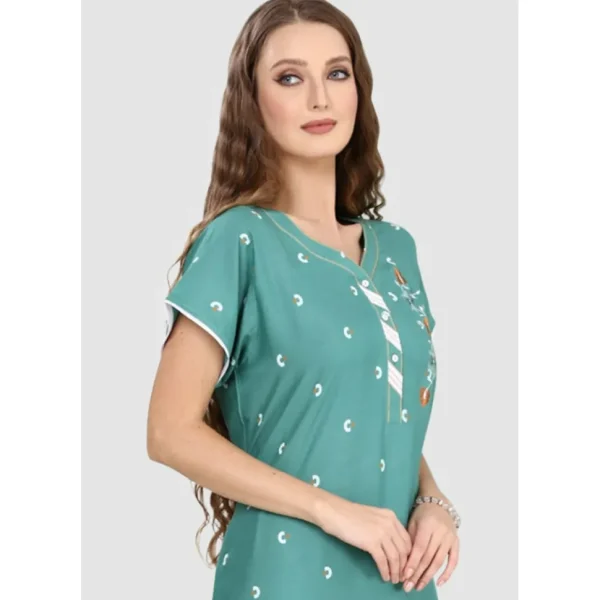 Buy 100% Rayon Button Up Neckline Long Nighty