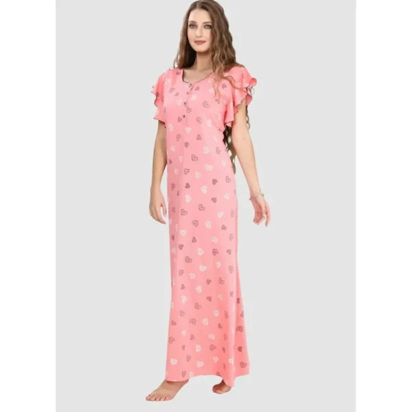 Buy 100% Rayon Button Up Neckline Long Nighty