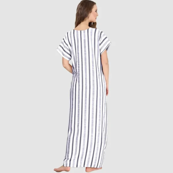 Buy 100% Rayon Embroidered Striped Long Nighty