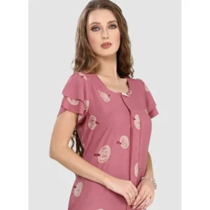 Buy 100% Rayon Short Flutter Sleeve Long Nighty-Rose