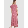 Buy 100% Rayon Short Flutter Sleeve Long Nighty-Rose