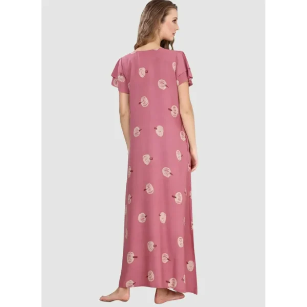 Buy 100% Rayon Short Flutter Sleeve Long Nighty-Rose