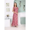 Buy 100% Rayon Short Flutter Sleeve Long Nighty-Rose