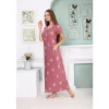 Buy 100% Rayon Short Flutter Sleeve Long Nighty-Rose