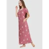 Buy 100% Rayon Short Flutter Sleeve Long Nighty-Rose