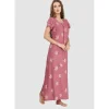 Buy 100% Rayon Short Flutter Sleeve Long Nighty-Rose