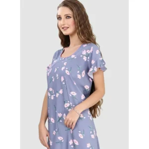 Buy 100% Rayon Short Sleeve Long Floral Nighty