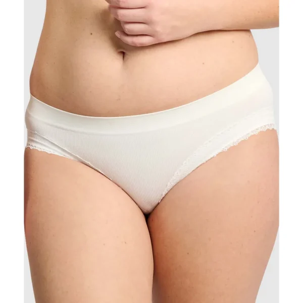 Buy Agathe Ribbed Lace Trim Classic Brief-Ivory