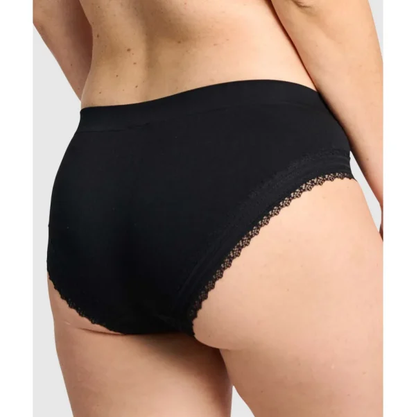 Buy Agathe Ribbed Lace Trim Classic Brief-Black