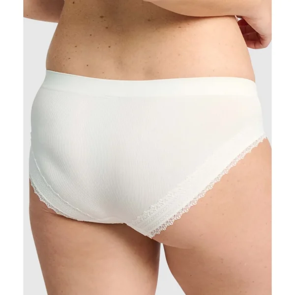 Buy Agathe Ribbed Lace Trim Classic Brief-Ivory