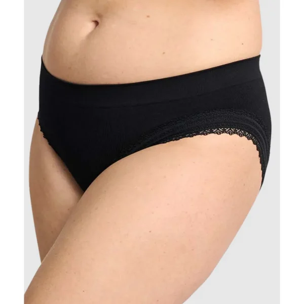 Buy Agathe Ribbed Lace Trim Classic Brief-Black