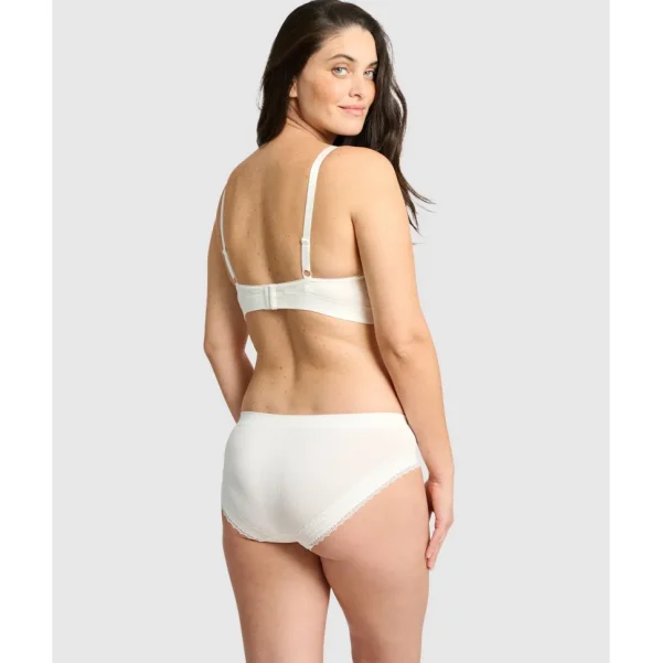 Buy Agathe Ribbed Lace Trim Classic Brief-Ivory