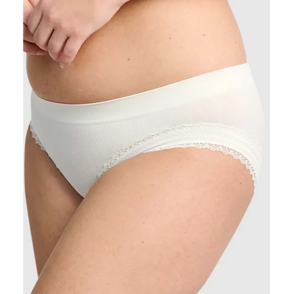 Buy Agathe Ribbed Lace Trim Classic Brief-Ivory