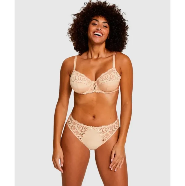 Buy Amélie Microfibre & Lace Bikini Brief-Beige Blush