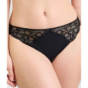 Buy Ariane Essential Ribbed Microfibre Bikini Brief With Lace-Black