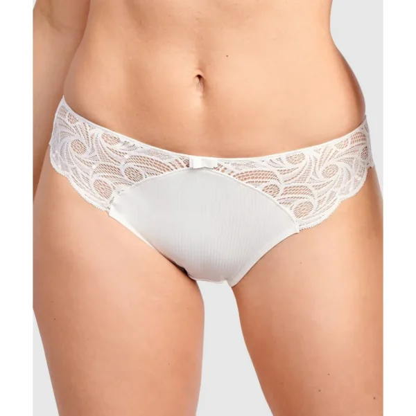 Buy Ariane Essential Ribbed Microfibre Bikini Brief With Lace-Ivory