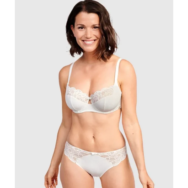 Buy Ariane Essential Ribbed Microfibre Bikini Brief With Lace-Ivory