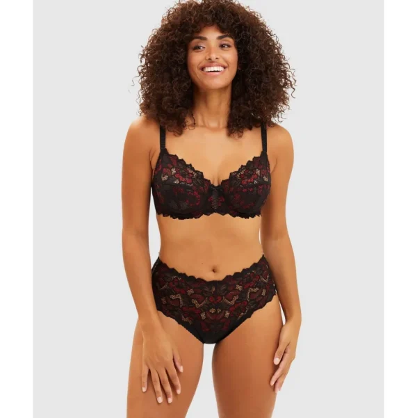 Buy Arum Glitter Mid Rise Stretch Lace Brief-Black&Red Glitter