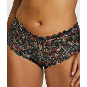 Buy Arum Mosaic Mid-Rise Lace Brief-Black Background Floral Print