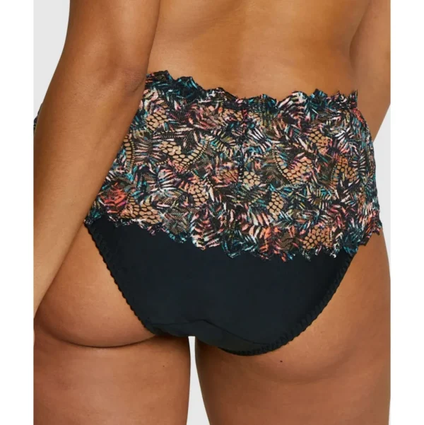 Buy Arum Mosaic Mid-Rise Lace Brief-Black Background Floral Print