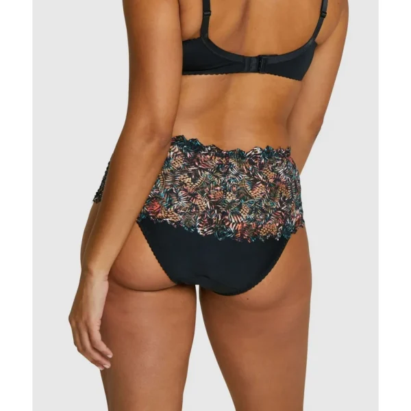 Buy Arum Mosaic Mid-Rise Lace Brief-Black Background Floral Print