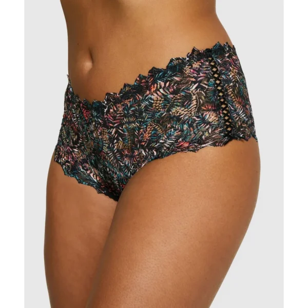 Buy Arum Mosaic Mid-Rise Lace Brief-Black Background Floral Print