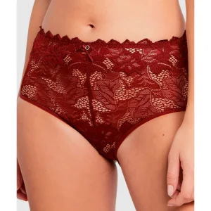 Buy Arum Prima Mid Rise Sheer Stretch Lace Brief-Poppy Red