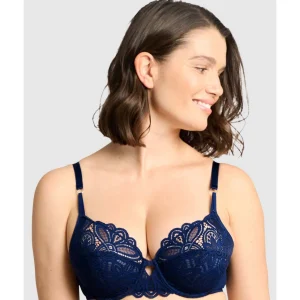 Buy Attirance Wired Half Cup Lace Bra-Marine Blue