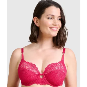 Buy Attirance Wired Half Cup Lace Bra-Jester Red