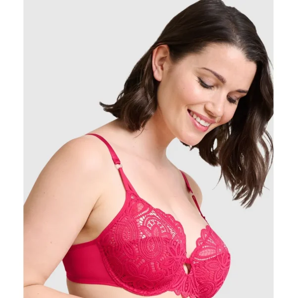 Buy Attirance Wired Half Cup Lace Bra-Jester Red