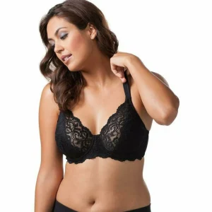 Buy Ava Underwire Scalloped Lace Bra with Wide Straps-Black