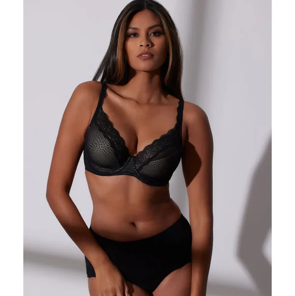 Buy Beyond Wired Convertible-to-Racerback Lightly-Padded Lace Bra Black/Cafe