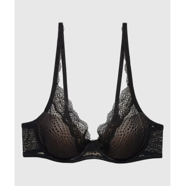 Buy Beyond Wired Convertible-to-Racerback Lightly-Padded Lace Bra Black/Cafe