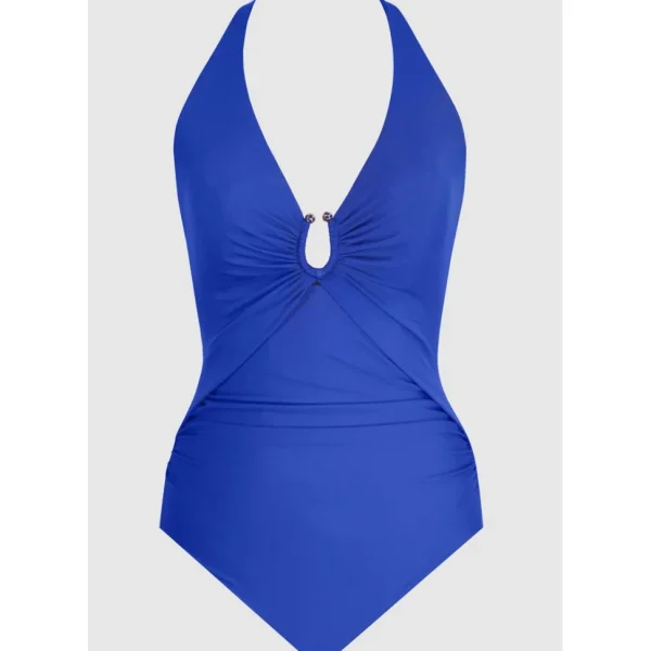 Buy Bling Plunge Neck One Piece Shaping Swimsuit