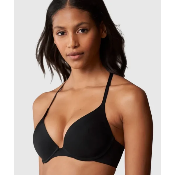 Buy Breathless Wired Plunge Push Up T-Shirt Bra Black