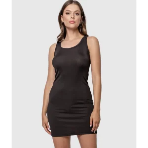 Buy Casual Sleeveless Round Neck Ribbed Mini Dress