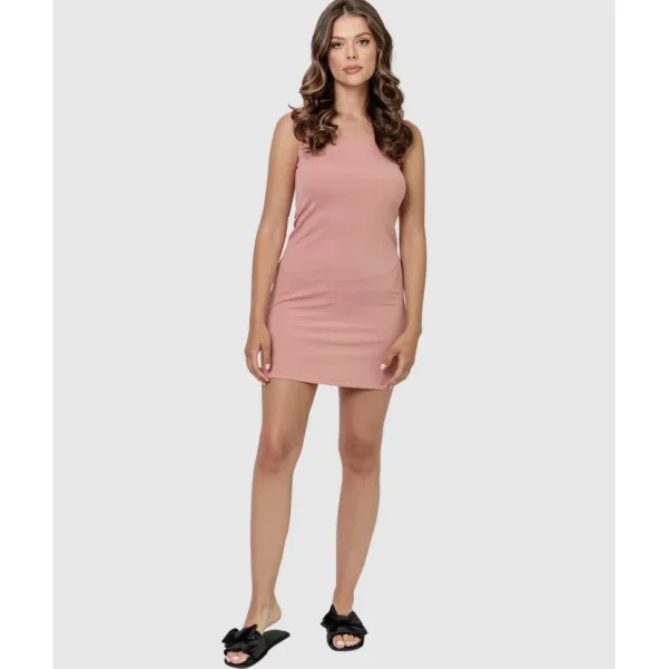 Buy Casual Sleeveless Round Neck Ribbed Mini Dress