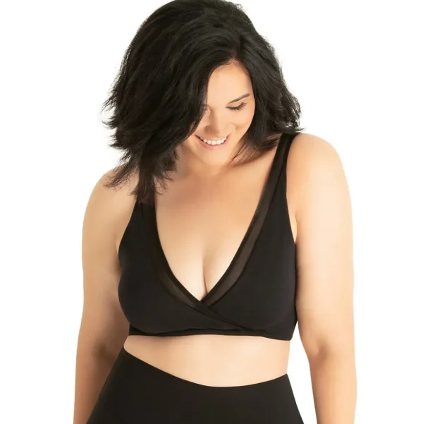 Buy Charlene Wireless Crossover Comfort Bra-Black Onyx