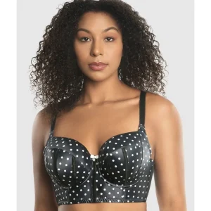 Buy Charlotte Lightly Padded Wired Longline Bra-Black Dot