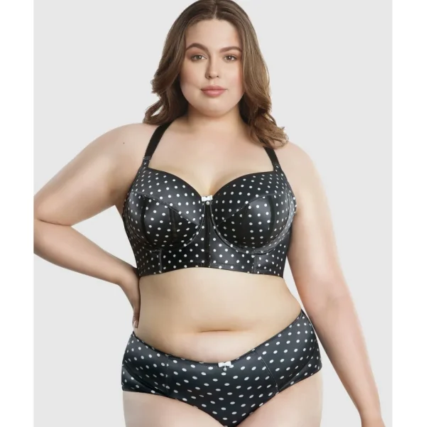 Buy Charlotte Lightly Padded Wired Longline Bra-Black Dot