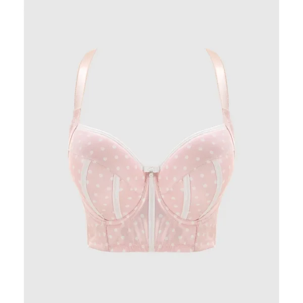 Buy Charlotte Lightly Padded Wired Longline Bra-Petal Pink Dot