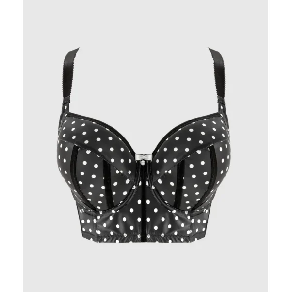 Buy Charlotte Lightly Padded Wired Longline Bra-Black Dot