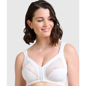 Buy Clara Wirefree Front Closure Bra with Lace-White