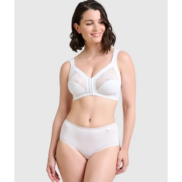 Buy Clara Wirefree Front Closure Bra with Lace-White