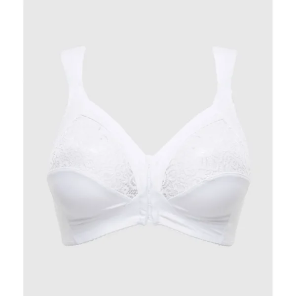 Buy Clara Wirefree Front Closure Bra with Lace-White