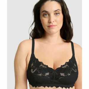 Buy Coton d'Arum Organic Cotton Wirefree Lacy Bra-Black