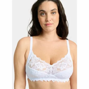 Buy Coton d'Arum Organic Cotton Wirefree Lacy Bra-White